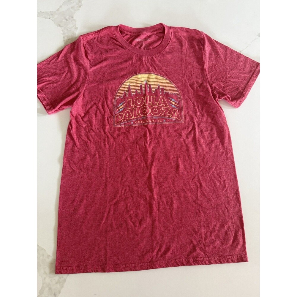 Lollapalooza T-Shirt Adult Small Red 2019 Chicago Concert Band Tee New